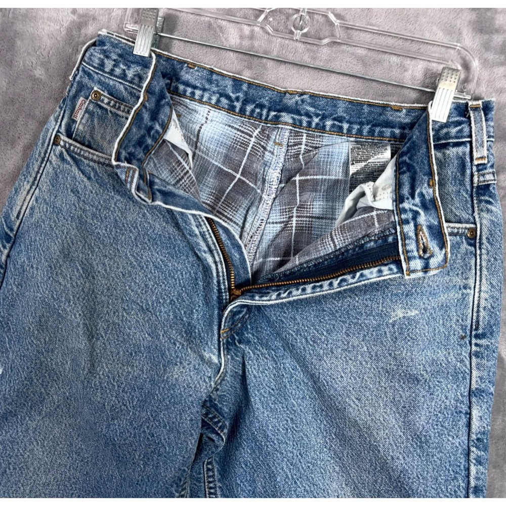 Carhartt Flannel Lined Jeans Mens 34x30 (32x29) Blue Denim Relaxed Straight